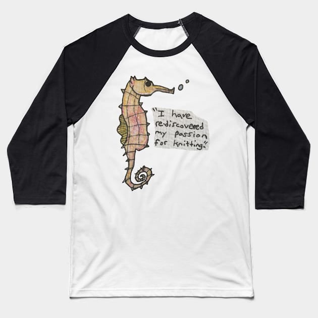 The Passionate Seahorse Baseball T-Shirt by QuarantineAnimals